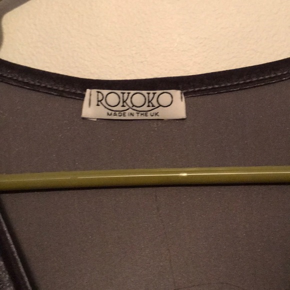 Rokoko Smock Skater Dress Slate Gray Velvet - Picture 2 of 8